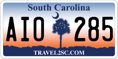 SC license plate AIO285