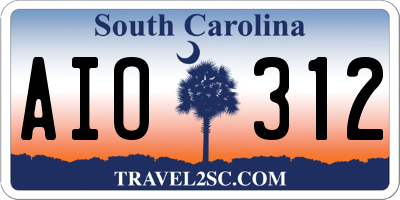SC license plate AIO312