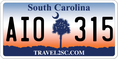 SC license plate AIO315