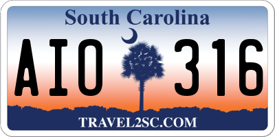 SC license plate AIO316
