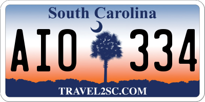 SC license plate AIO334
