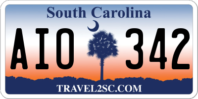 SC license plate AIO342