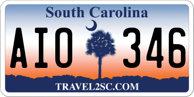 SC license plate AIO346