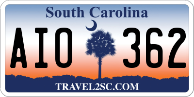 SC license plate AIO362