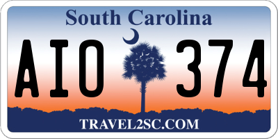 SC license plate AIO374