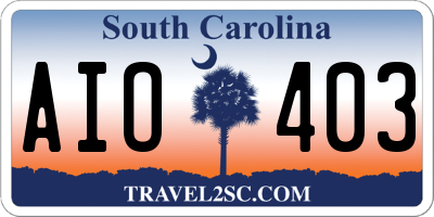 SC license plate AIO403