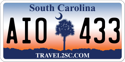 SC license plate AIO433