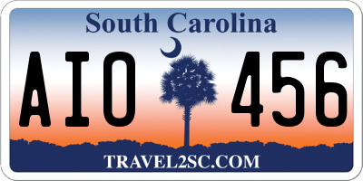 SC license plate AIO456