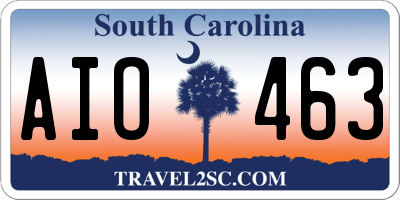 SC license plate AIO463