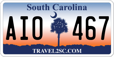 SC license plate AIO467