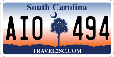 SC license plate AIO494