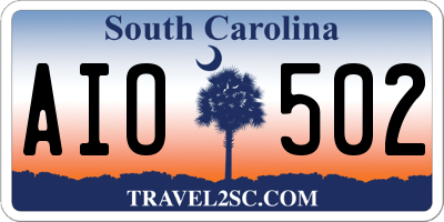 SC license plate AIO502