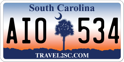 SC license plate AIO534