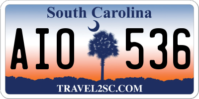 SC license plate AIO536