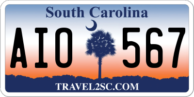 SC license plate AIO567