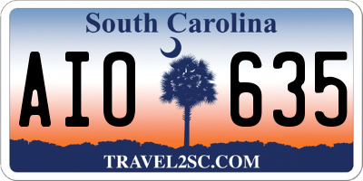 SC license plate AIO635
