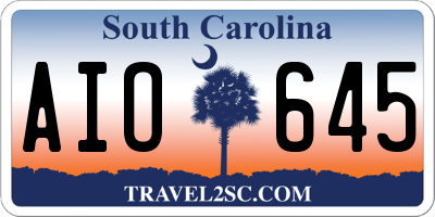 SC license plate AIO645