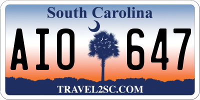 SC license plate AIO647