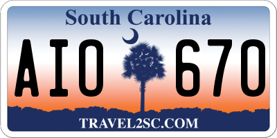 SC license plate AIO670