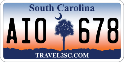 SC license plate AIO678