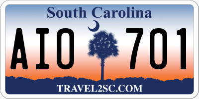 SC license plate AIO701