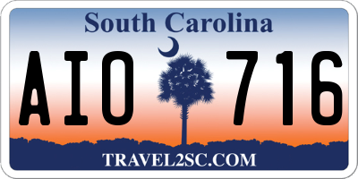 SC license plate AIO716