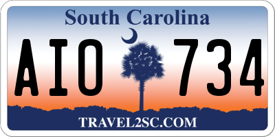 SC license plate AIO734