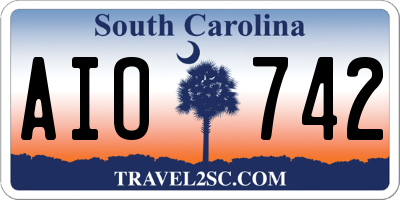 SC license plate AIO742