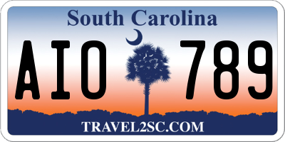 SC license plate AIO789