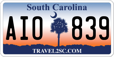SC license plate AIO839