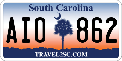 SC license plate AIO862