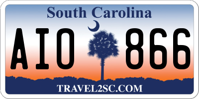 SC license plate AIO866