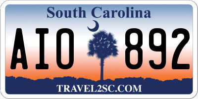 SC license plate AIO892