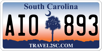 SC license plate AIO893