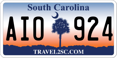 SC license plate AIO924