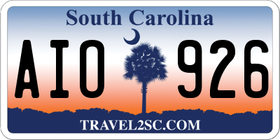 SC license plate AIO926