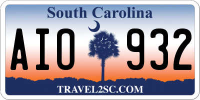 SC license plate AIO932