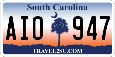 SC license plate AIO947