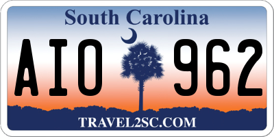 SC license plate AIO962