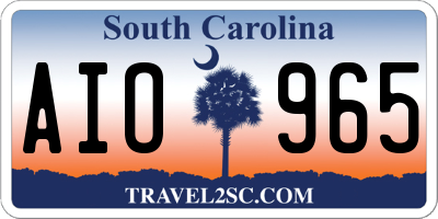 SC license plate AIO965