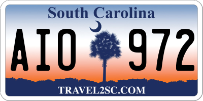 SC license plate AIO972