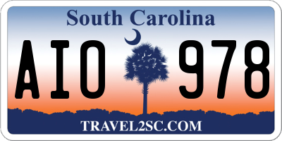 SC license plate AIO978