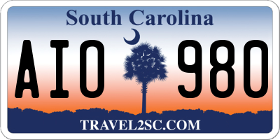 SC license plate AIO980