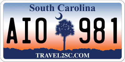 SC license plate AIO981