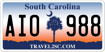 SC license plate AIO988