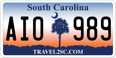 SC license plate AIO989