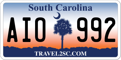 SC license plate AIO992
