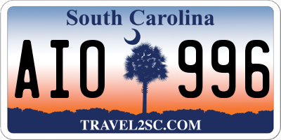 SC license plate AIO996