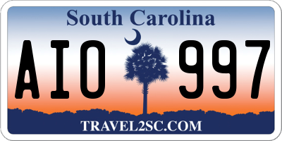 SC license plate AIO997