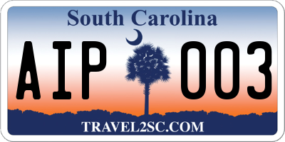 SC license plate AIP003